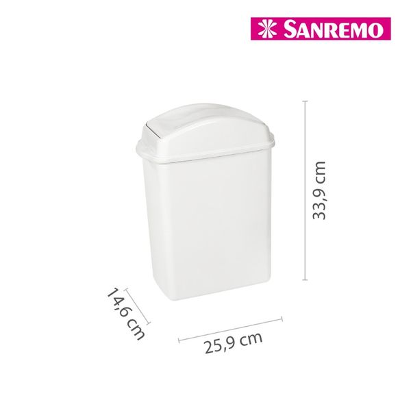 Foto do produto LIXEIRA BASC. PLÁSTICA SANREMO 8,8L | PAPELERA PLÁSTICA BASCULANTE  SANREMO 8.8L | SANREMO PLASTIC SWING LID WASTE BIN  2.3GAL