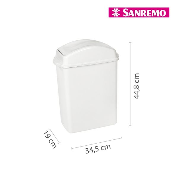 Foto do produto LIXEIRA BASCULANTE PLÁSTICA SANREMO 20,5L | PAPELERA PLÁSTICA BASCULANTE SANREMO 20.5L | SANREMO PLASTIC SWING LID WASTE BIN 5GAL