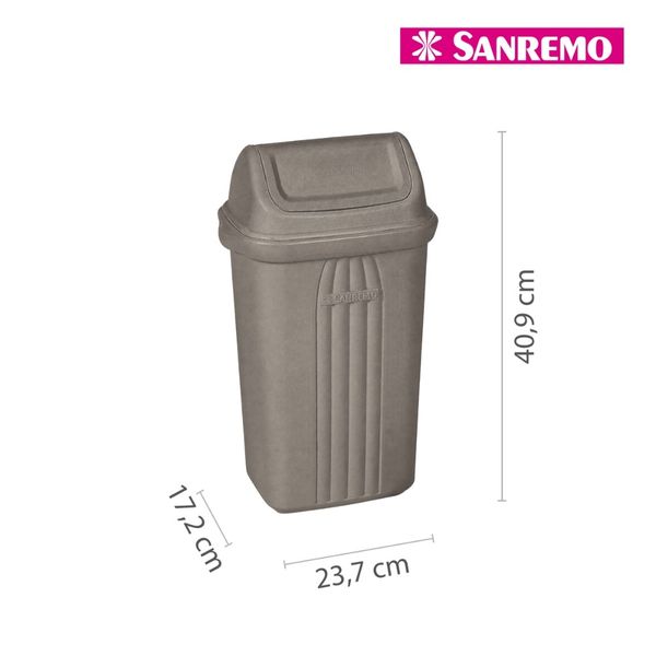 Foto do produto LIXEIRA BASCULANTE PLÁSTICA SANREMO 10L | PAPELERA PLÁSTICA BASCULANTE SANREMO 10L | SANREMO PLASTIC SWING LID WASTE BIN 2.1GAL