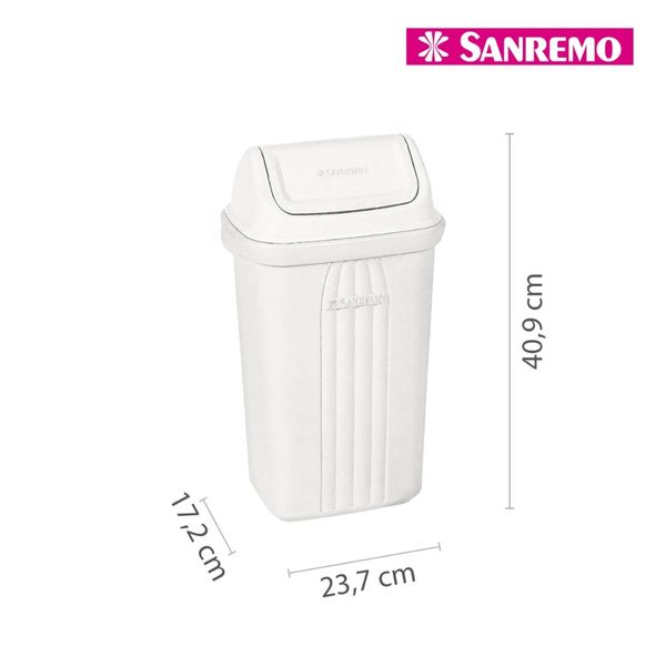 Foto do produto LIXEIRA BASCULANTE PLÁSTICA SANREMO 10L | PAPELERA PLÁSTICA BASCULANTE SANREMO 10L | SANREMO PLASTIC SWING LID WASTE BIN 2.1GAL