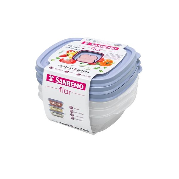 Foto do produto CONJ 3 POTES QUAD PLAST SANREMO 920ML