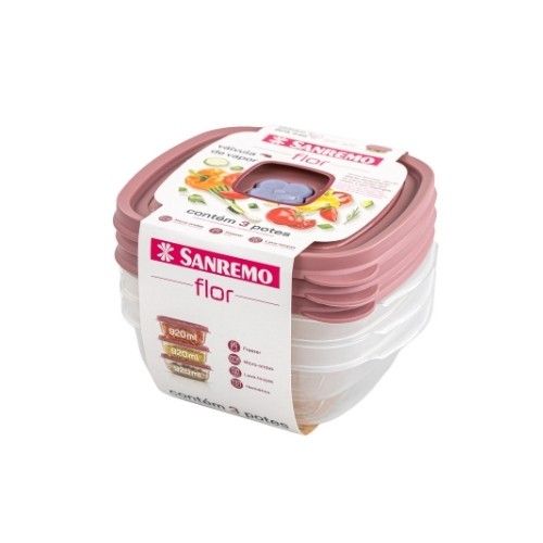 Foto do produto CONJ 3 POTES QUAD PLAST SANREMO 920ML
