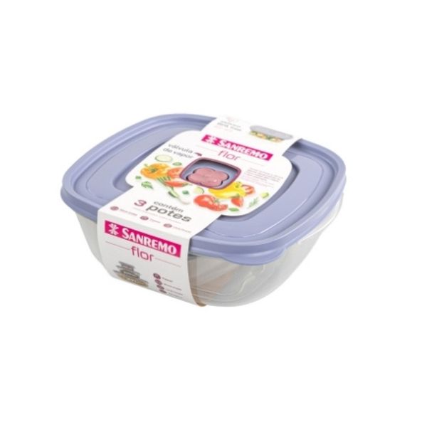 Foto do produto CONJ 3 POTES QUAD PLASTICO SANREMO
