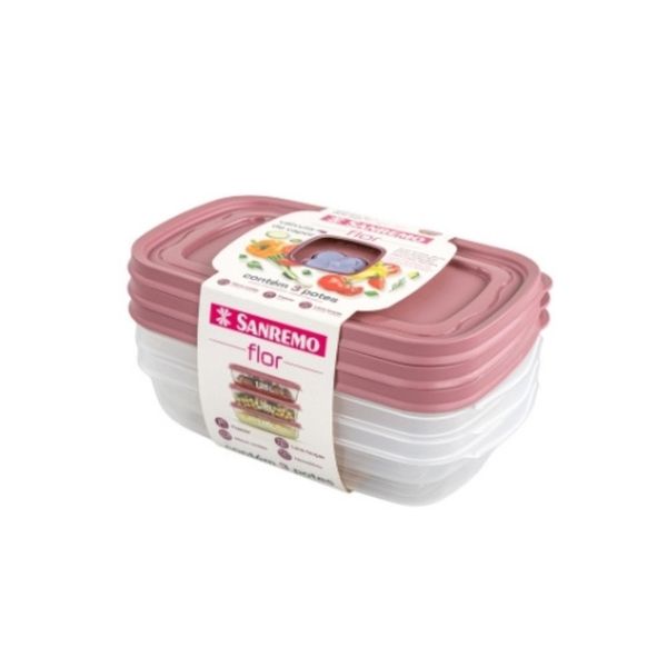 Foto do produto CONJ 3 POTES RETANG PLAST SANREMO 1,26L