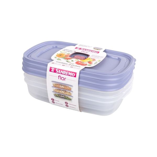 Foto do produto CONJ 3 POTES RETANG PLAST SANREMO 2,4L