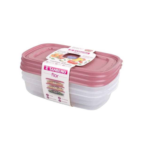 Foto do produto CONJ 3 POTES RETANG PLAST SANREMO 2,4L