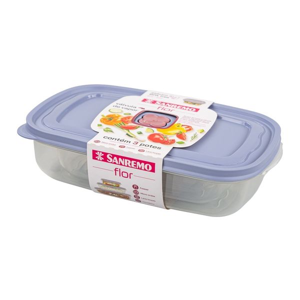 Foto do produto CONJ 3 POTES RETANG PLASTICO SANREMO