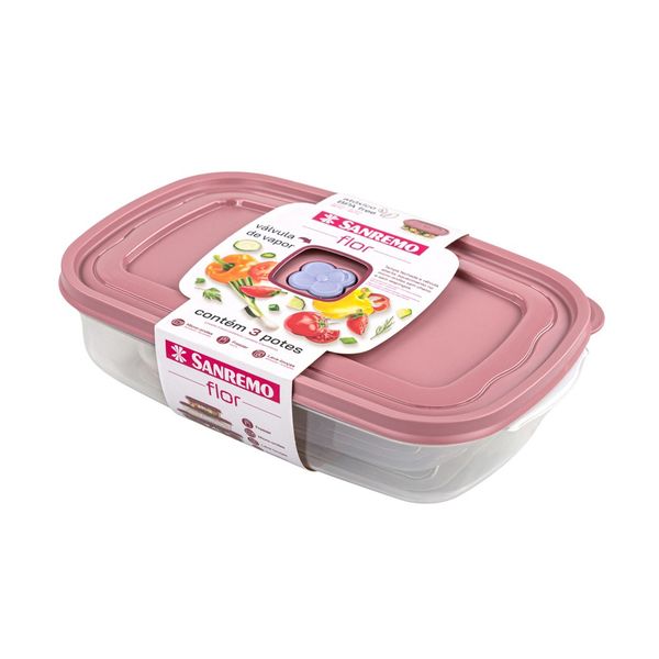 Foto do produto CONJ 3 POTES RETANG PLASTICO SANREMO