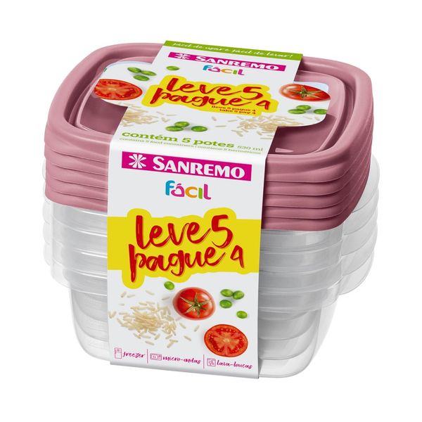 Foto do produto CONJ. L5P4 POTES PLÁSTICO SANREMO 530ML | CONJ. C5P4 CONTENEDORES PLÁSTICO SANREMO 530ML | SANREMO PLASTIC CONTAINER  L5P4 SET 17.9FL OZ