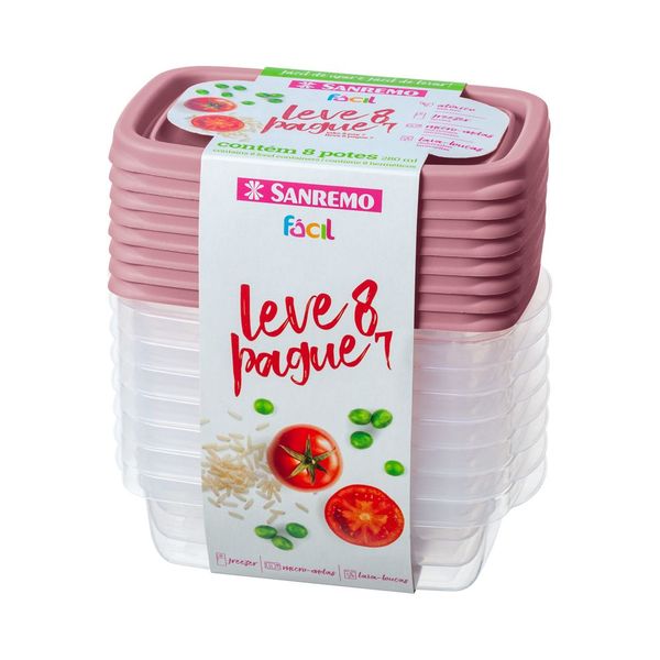 Foto do produto CONJ. L8P7 POTES PLÁSTICO SANREMO 280ML | CONJ. C8L7 CONTENEDORES PLÁSTICO SANREMO 280ML | SANREMO PLASTIC CONTAINER L8P7 SET  9.4FL OZ