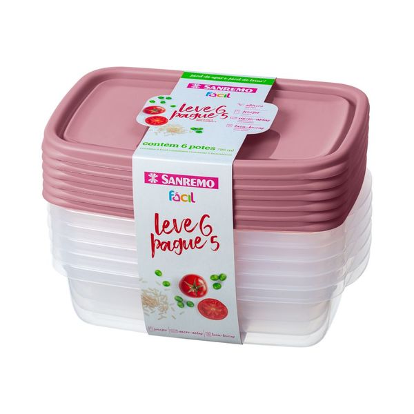 Foto do produto CONJ. L6P5 POTES PLÁSTICO SANREMO 785ML | CONJ. C6L5 CONTENEDORES PLÁSTICO SANREMO 785ML | SANREMO PLASTIC CONTAINER L6P5 SET 26.5 FL OZ