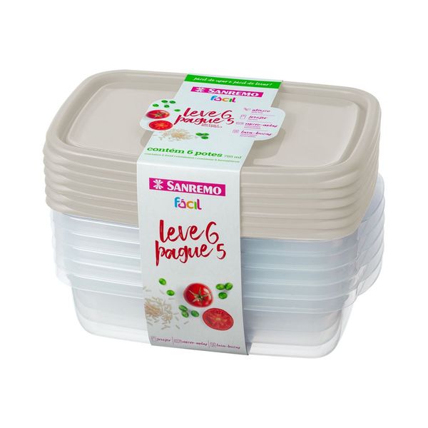 Foto do produto CONJ. L6P5 POTES PLÁSTICO SANREMO 785ML | CONJ. C6L5 CONTENEDORES PLÁSTICO SANREMO 785ML | SANREMO PLASTIC CONTAINER L6P5 SET 26.5 FL OZ