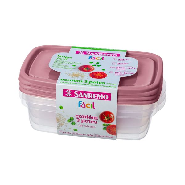 Foto do produto CONJ. 3 POTES PLÁSTICO SANREMO 785ML | CONJ. 3 CONTENEDORES PLÁSTICO SANREMO 785ML | SANREMO PLASTIC CONTAINER SET OF 3  26.5 FL OZ