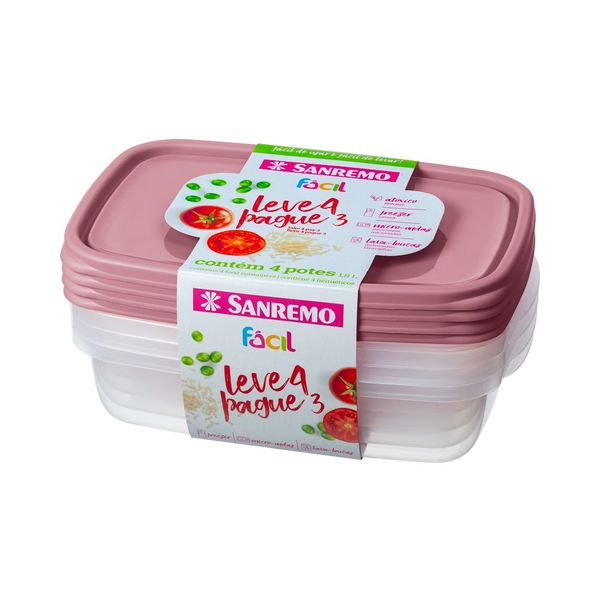 Foto do produto CONJ. L4P3 POTES PLÁSTICO SANREMO 1,8L | CONJ. C4L3 CONTENEDORES PLÁSTICO SANREMO 1,8L | SANREMO PLASTIC CONTAINER L4P3 SET  0.3GAL