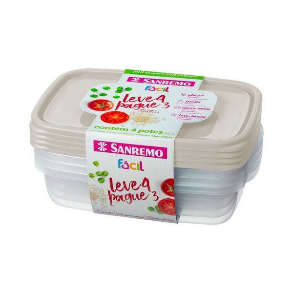 Foto do produto CONJ. L4P3 POTES PLÁSTICO SANREMO 1,8L | CONJ. C4L3 CONTENEDORES PLÁSTICO SANREMO 1,8L | SANREMO PLASTIC CONTAINER L4P3 SET  0.3GAL