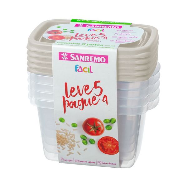 Foto do produto CONJ. L5P4 POTE PLÁSTICO SANREMO 580ML | CONJ. C5L4 CONTENEDORES PLÁSTICO SANREMO 580ML | SANREMO PLASTIC CONTAINER L5P4 SET 19.6FL OZ