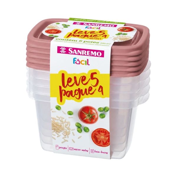Foto do produto CONJ. L5P4 POTE PLÁSTICO SANREMO 580ML | CONJ. C5L4 CONTENEDORES PLÁSTICO SANREMO 580ML | SANREMO PLASTIC CONTAINER L5P4 SET 19.6FL OZ