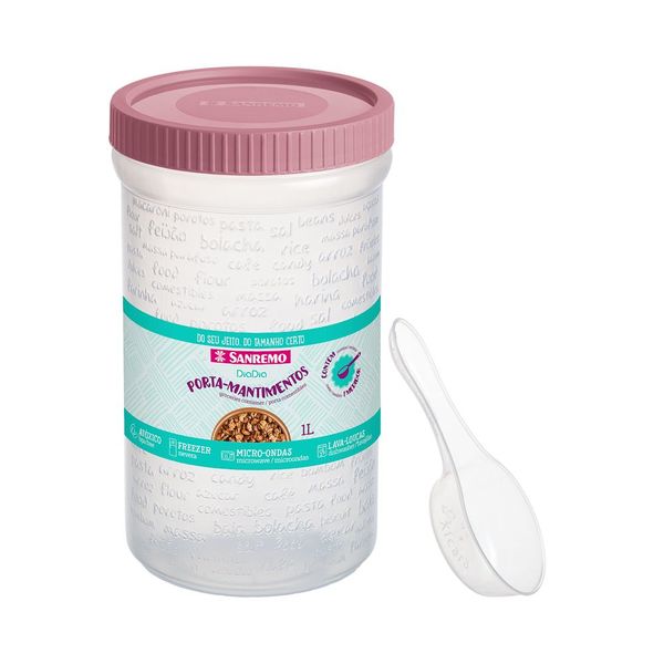 Foto do produto POTE C/ MEDIDOR PLÁSTICO 1L | POTE C/ MEDIDOR PLÁSTICO 1L | FOOD CONTAINER WITH PLASTIC METER 33.8FL OZ