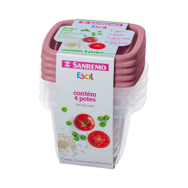 Foto do produto CONJ. 4 POTES PLÁSTICO SANREMO 200ML | CONJ. 3 CONTENEDORES PLÁSTICO SANREMO 200ML | SANREMO PLASTIC CONTAINER SET OF 4  6.7FL OZ