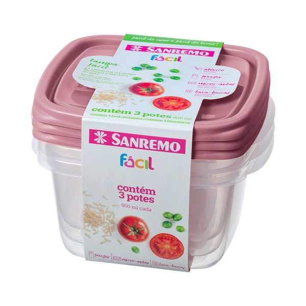Foto do produto CONJ 3 POTES PLÁSTICO SANREMO 800ML | CONJ. 3 CONTENEDORES PLÁSTICO SANREMO 800ML | SANREMO PLASTIC CONTAINER SET OF 3  27FL OZ