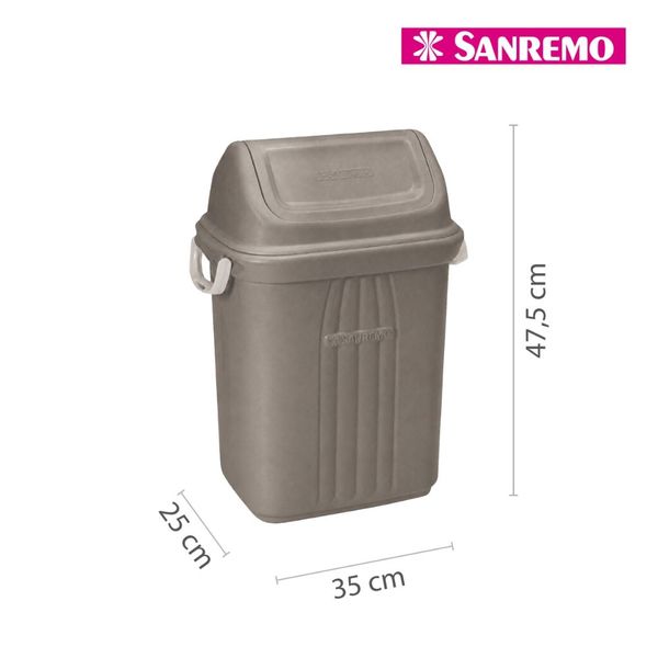 Foto do produto LIXEIRA BASCULANTE PLÁSTICA SANREMO 19L | PAPELERA PLÁSTICA BASCULANTE SANREMO 19L | SANREMO PLASTIC SWING LID WASTE BIN 5GAL