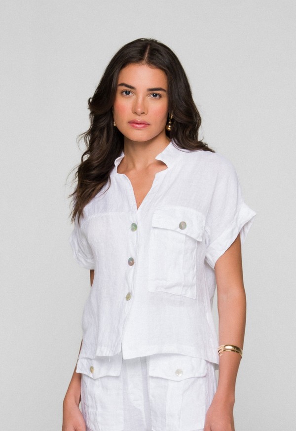 CAMISA TEREZA MADRE REINA LINHO BRANCO