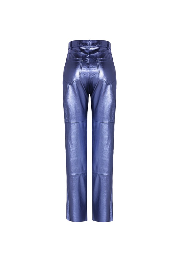 CALÇA VERONICA MADRE REINA COURO AZUL METALIC