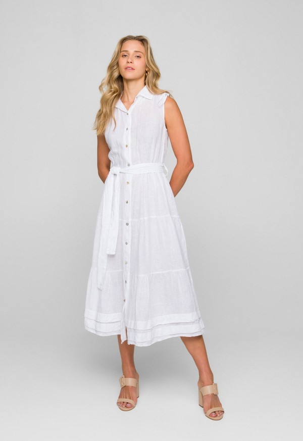 VESTIDO CHEMISE BEL MADRE REINA LINHO BRANCO