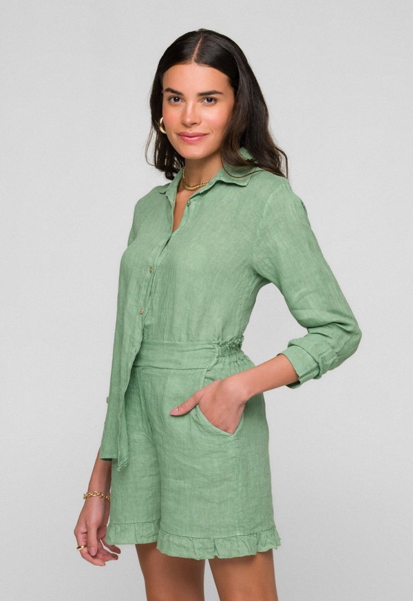 CAMISA CAROL MADRE REINA LINHO VERDE MENTA