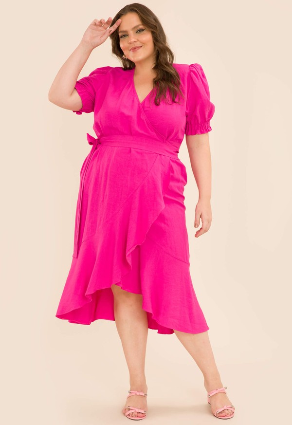 Foto do produto VESTIDO ENVELOPE DE LINHO MABEL PINK