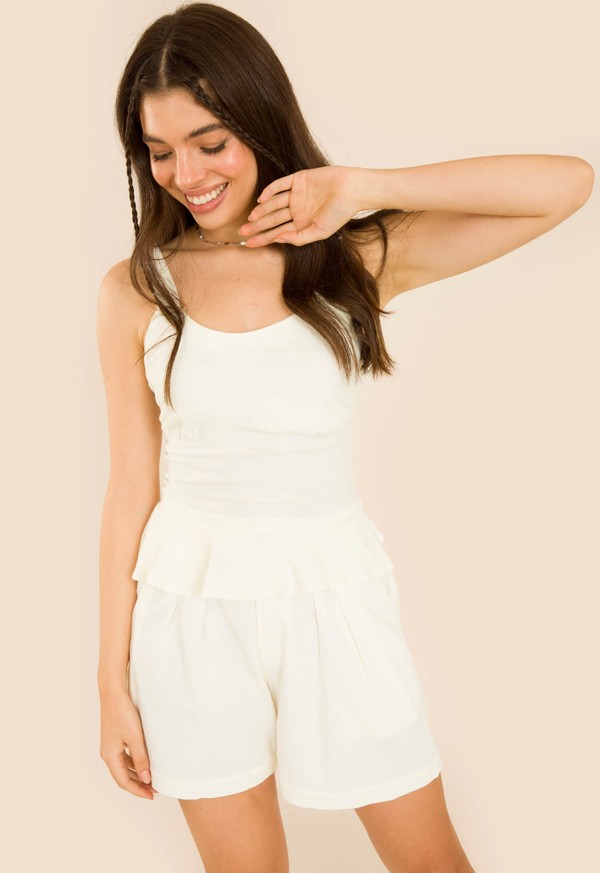 Foto do produto CROPPED DE LINHO CECILIA OFF-WHITE