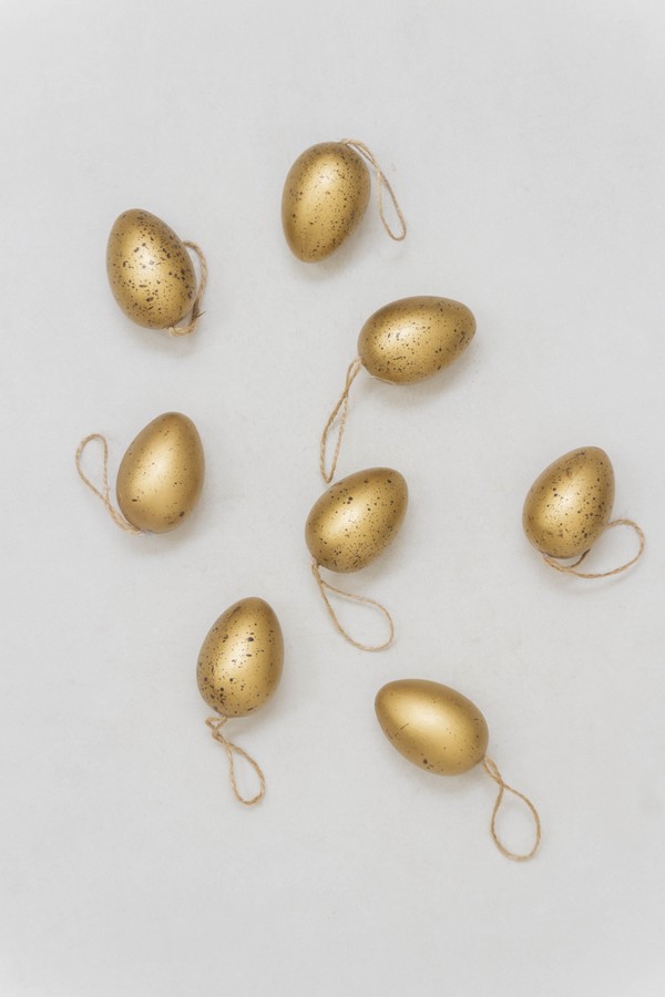 Conjunto de Ovos Decorativos Dourados