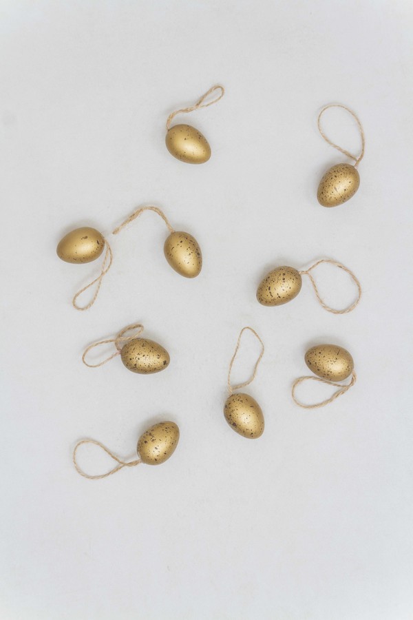 Conjunto de Ovos Decorativos Dourados Pequenos