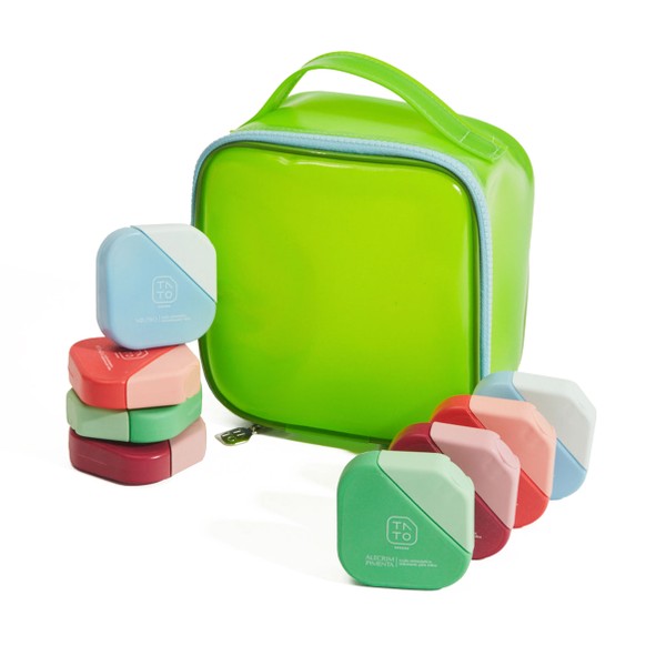 Foto do produto Kit Senses (Verde) -  8 Hidratantes Antissépticos + 1 Necessaire Verde da Tato