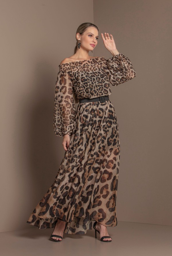 Foto do produto Vestido Ombro a Ombro Leopard
