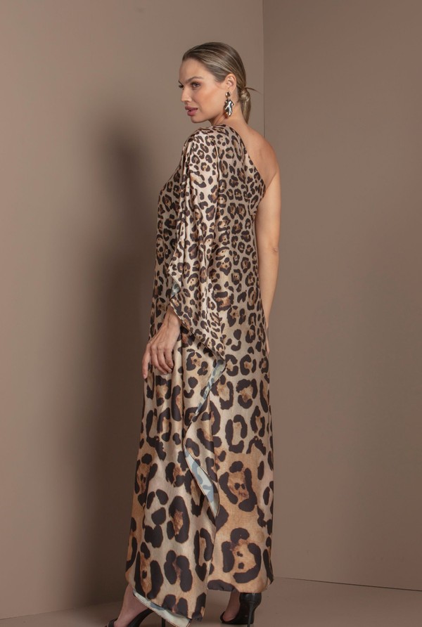 Foto do produto Vestido Longo um Ombro só Leopard