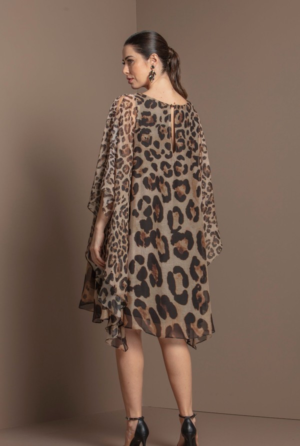 Foto do produto Vestido  Mangas Fluidas Leopard 
