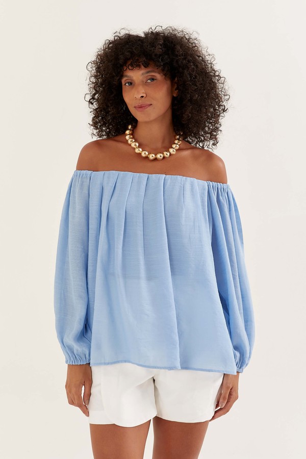 Foto do produto blusa ombro a ombro decote drapeado jasper