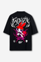 Camiseta Oversized Florzinha Dark - Preta