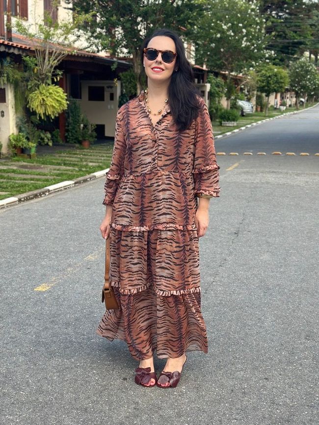 Vestido Midi Animal Print