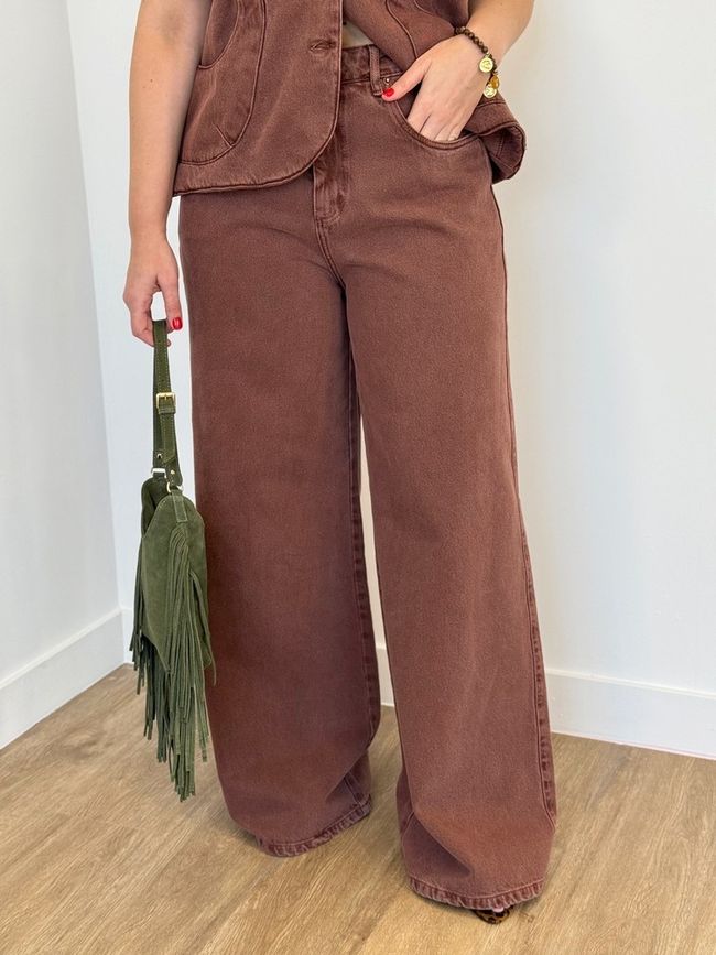 Jeans Pantalona Marrom