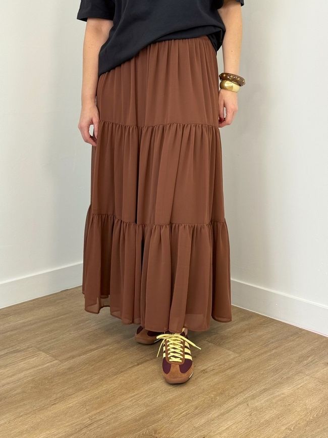 Saia Marrom de Chiffon