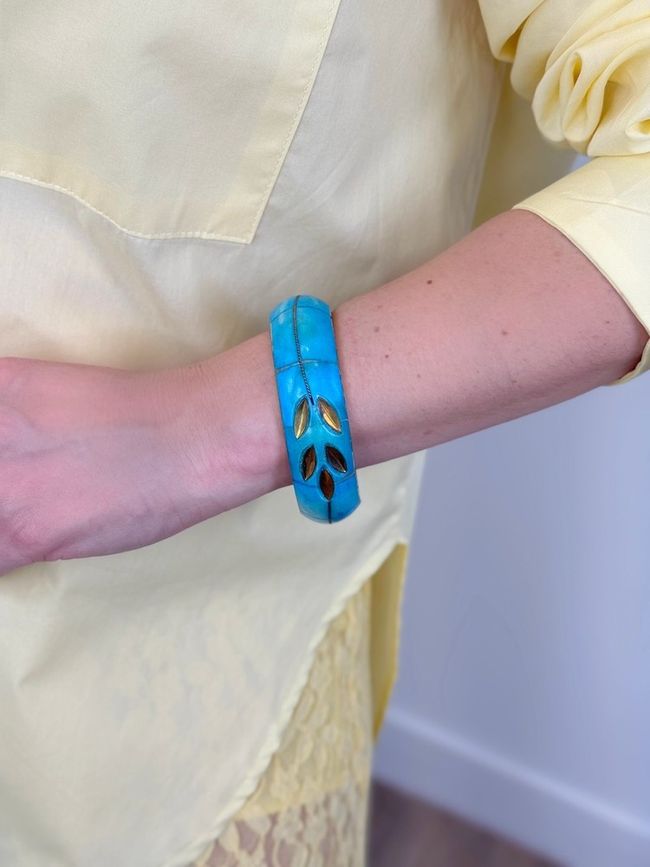Bracelete Indiano Azul Folhas