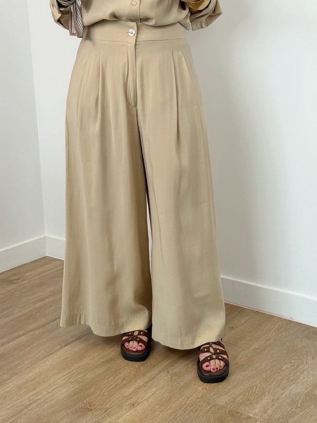 Calça Pantalona Bege