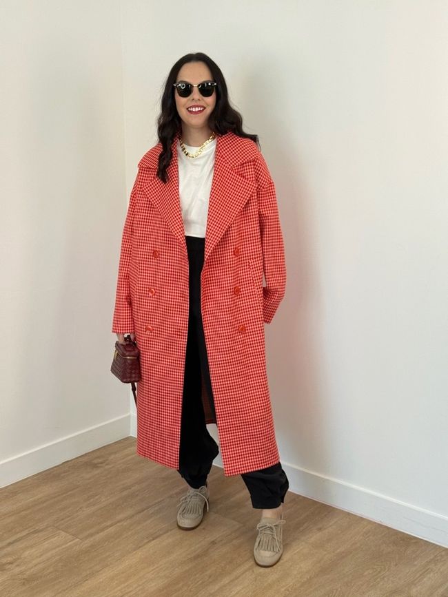 Trench Coat Xadrez Vermelho