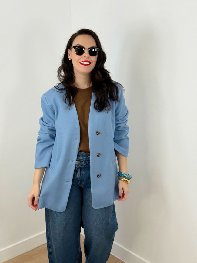 Blazer de Lã Azul Claro