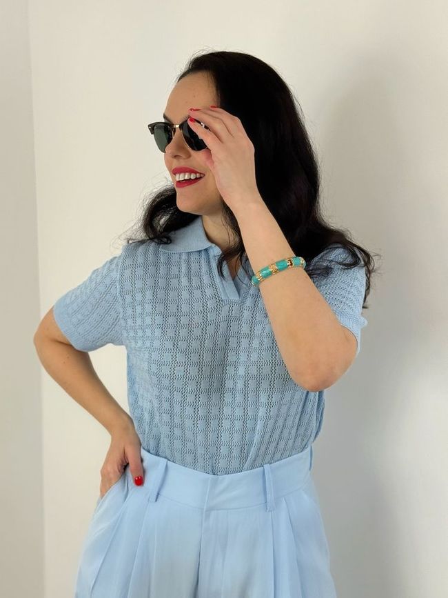 Polo Tricot Azul Claro