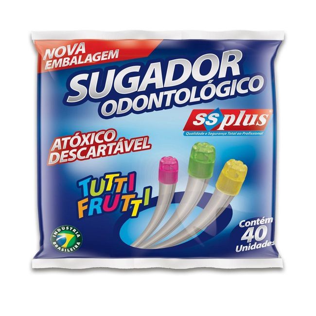 Sugador Descartável Colorido 40 Unidades