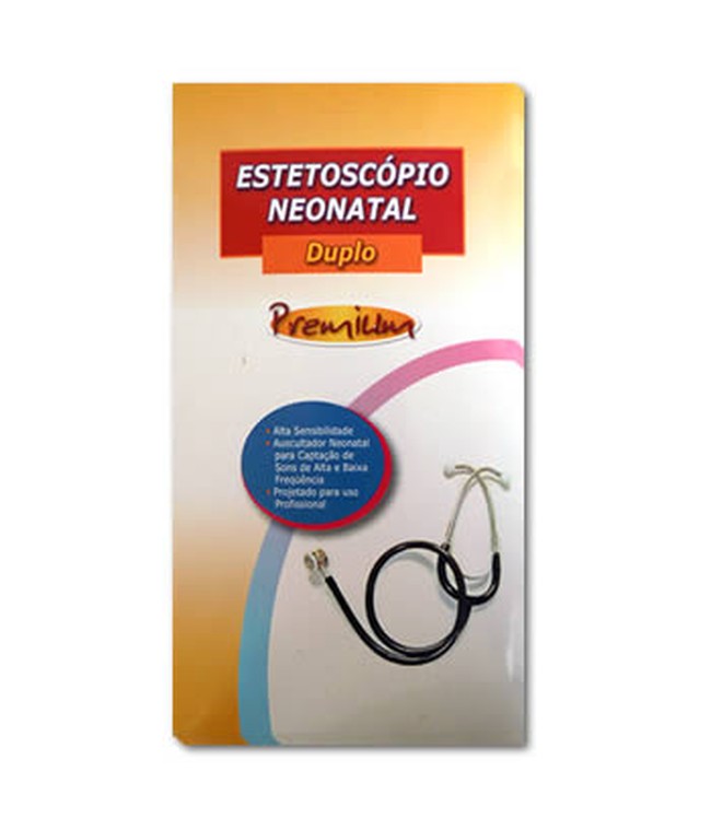 Estetoscópio Neonatal Duplo Preto Premium