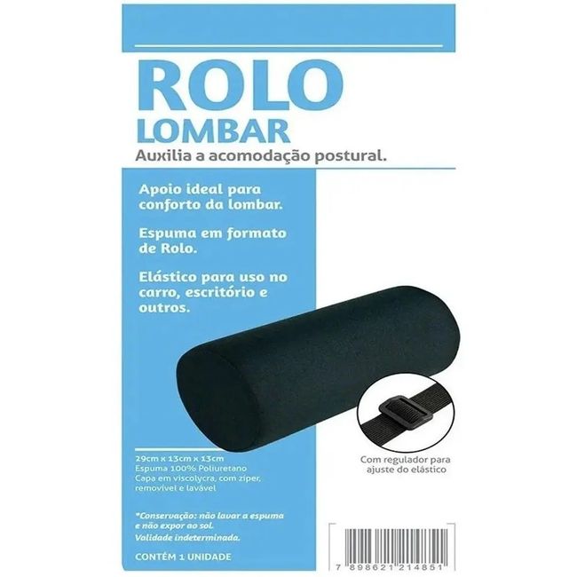 Apoio Postural Rolo Lombar Capa Preta Perfetto
